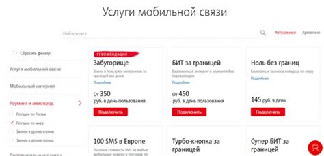 Возможность использования услуг в роуминге