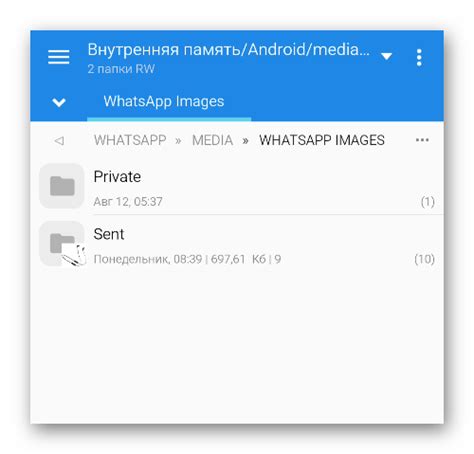 Значимость содержимого папки WhatsApp sent