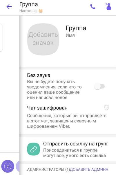 Настройка приватности группы в Viber