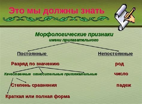 Постоянные признаки прилагательного 5 класс