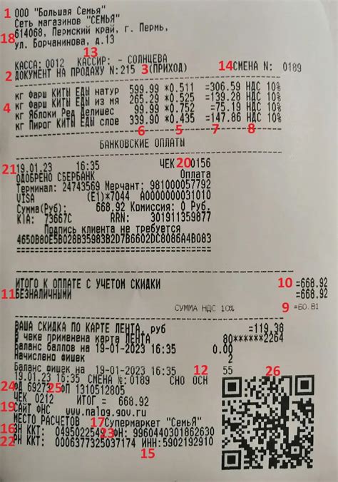 Требуемые данные для чека кассового чека в Республике Казахстан