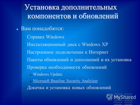 Установка обновлений и дополнительных функций