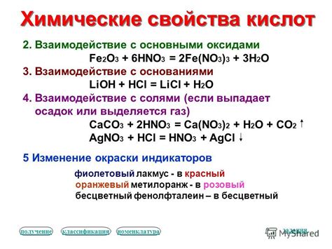 Химические свойства веществ